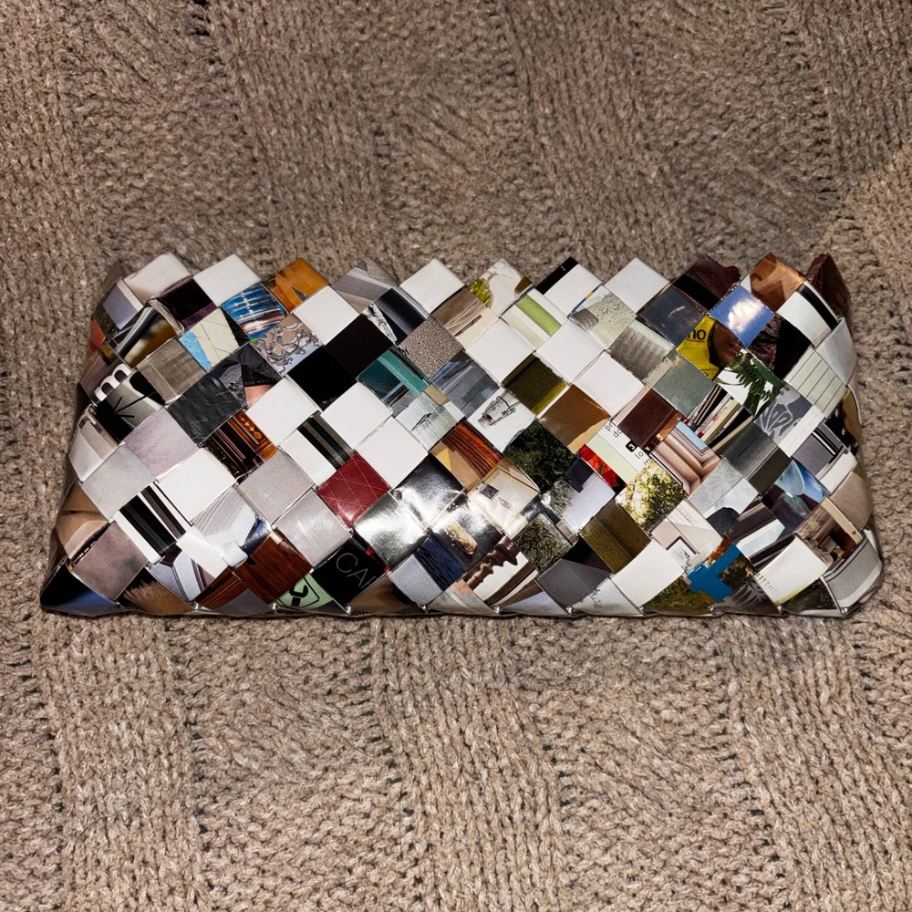 Nahui Ollin Handmade Upcycled Magazine Zippered Clutch Eco Pouch